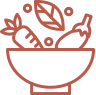 Icon graphic of a bowl with fresh vegetables, representing high-quality ingredients.