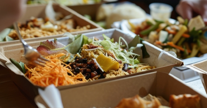 Lunch catering with fresh boxed meals, salads, and entrees for corporate meetings and daytime events in Columbus Ohio