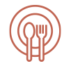 Icon representing graduation party catering that accommodates both small family gatherings and large celebrations, highlighting scalable catering services in Columbus