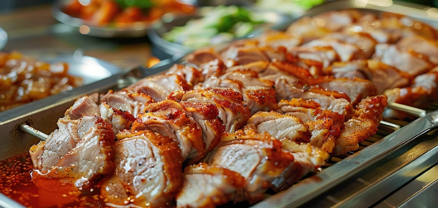 Buffet pork entree tray