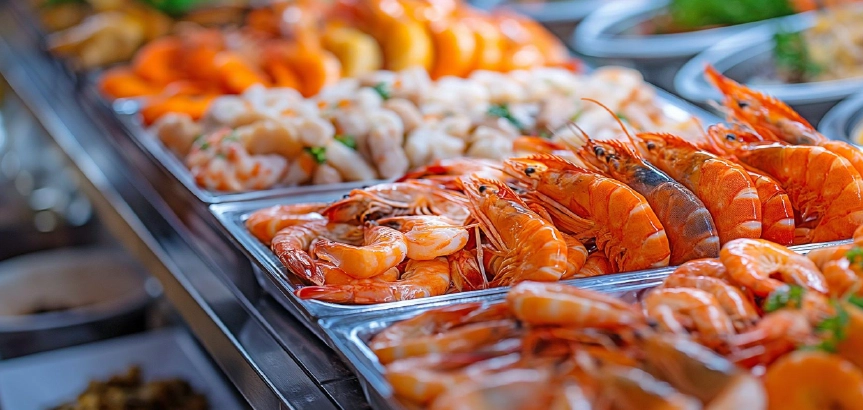 Buffet seafood entree tray